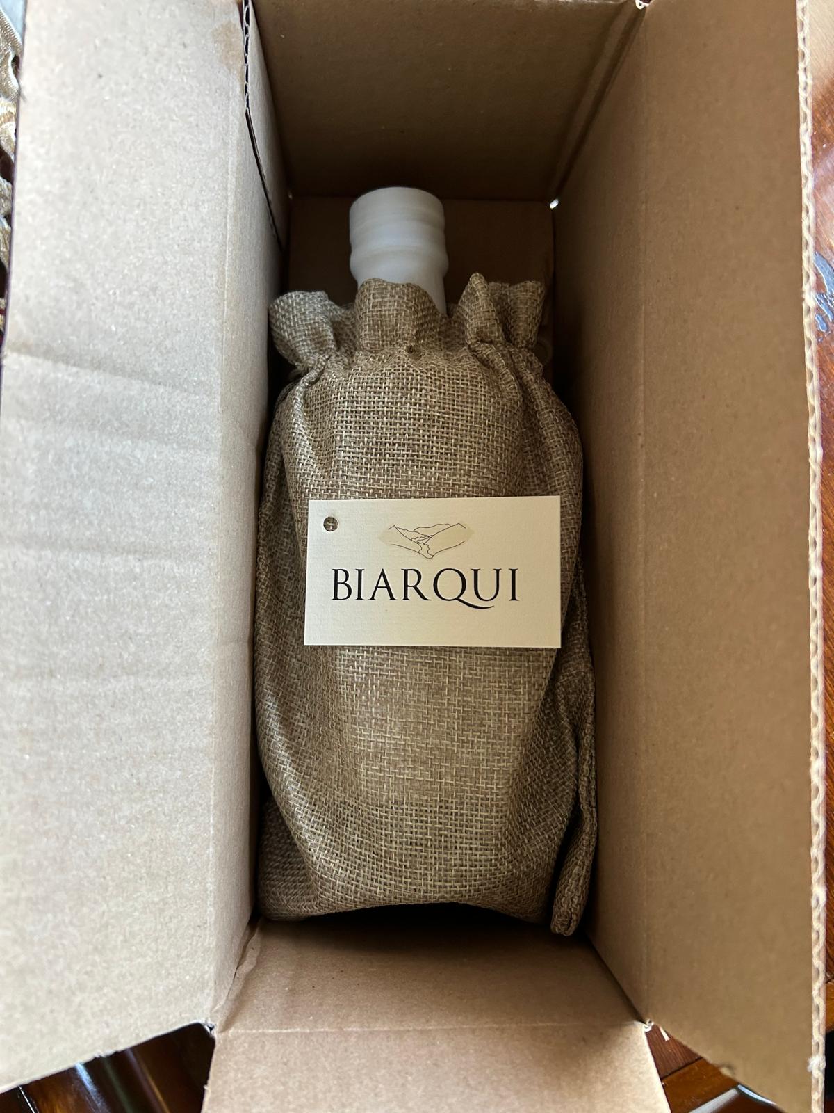 BIARQUI - 1 Botella de 500 ml - En bolsa de arpillera con logotipo. Aceite de Oliva Virgen Extra. Picual cosecha temprana.